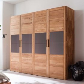 Maxi Kleiderschrank Zeus 4 türig aus Wildeiche Massivholz & Glas – Ansicht 3