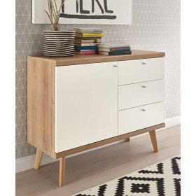 Anbauwand Levanca im Skandi Design in Weiß und Eichefarben (vierteilig) – Ansicht 11