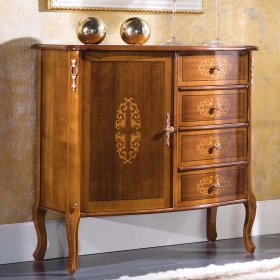 Schlafzimmer Kommode Marzonas im Barock Design in Nussbaumfarben lackiert – Ansicht 1