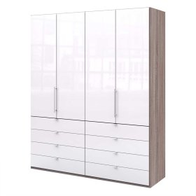 Schlafzimmerschrank Yunidra in modernem Design Trüffelfarben und Weiß – Ansicht 1