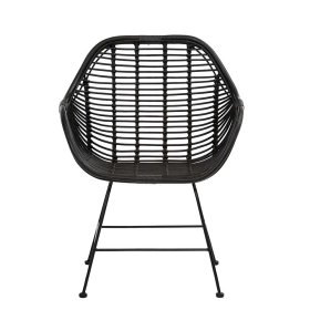 Schwarze Rattan Stühle Vitablo mit Armlehnen 45 cm Sitzhöhe (2er Set) – Ansicht 4