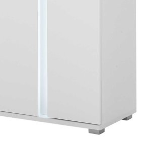 Weiße Design Wohnwand Constantin mit LED Beleuchtung 125 cm hoch (dreiteilig) – Ansicht 7