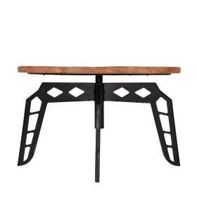 Runder Couchtisch Bracas aus Mangobaum Massivholz und Metall – Ansicht 4