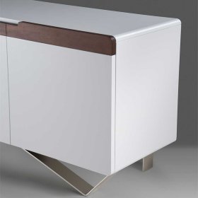 Design Esszimmersideboard Bacanova in Weiß & Nussbaumfarben mit Metallgestell – Ansicht 5