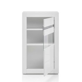 Wohnzimmer Anbauwand Novinza in Weiß Hochglanz und Beton Grau 280 cm (vierteilig) – Ansicht 4