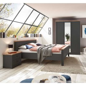 Schlafzimmermöbel Trujano im Landhausstil in Dunkelgrau (dreiteilig) – Ansicht 1