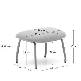Hocker zum Sessel Deverino in Beige und Weiß mit Vierfußgestell aus Metall – Ansicht 5