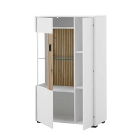 Highboard Vitrine Saladd in Weiß und Wildeichefarben – Ansicht 4