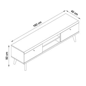 Wohnwand Modern Levanca in Eichefarben und Weiß mit Metallgriffen (fünfteilig) – Ansicht 13