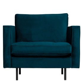 Samt Polstersessel Domago in Blau im Retro Design – Ansicht 1