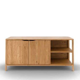 TV Sideboard Koropi aus Wildeiche Massivholz mit offenen Fächern – Ansicht 4