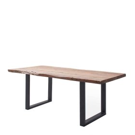 Holztisch Lecco mit natürlicher Baumkante im Industry und Loft Stil – Ansicht 1