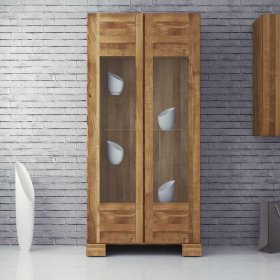 Wohnzimmervitrine Sascora aus Wildeiche Massivholz 90 cm – Ansicht 2