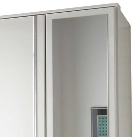 Weißer Jugendkleiderschrank Alkatar mit Spiegeltür und zwei Schubladen – Ansicht 3