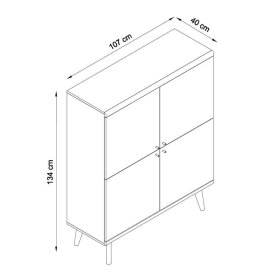 Wohnzimmer Wohnwand Levanca in Weiß und Eichefarben im Skandi Design (vierteilig) – Ansicht 14