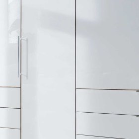 Falttürenkeiderschrank Waluva in Weiß und Eiche Bianco glasbeschichtet – Ansicht 4