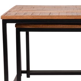 Beistelltisch Set Cavio aus Mangobaum Massivholz und Metall handgearbeitet (zweiteilig) – Ansicht 7