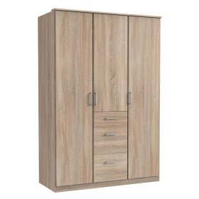 Schlafzimmerkleiderschrank Estella in Eiche Sägerau mit drei Schubladen – Ansicht 1