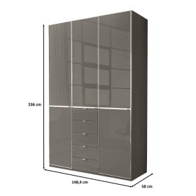 Moderner Schlafzimmerschrank Boplaroma - fünf Schubladen Front glasbeschichtet – Ansicht 9