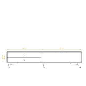 Design Lowboard Triancova in Weiß und Wildeiche 220 cm breit – Ansicht 10