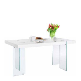 Esstisch Franzesca in Weiß Hochglanz aus Sicherheitsglas und MDF – Ansicht 2