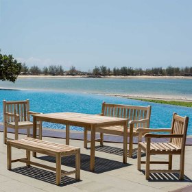 Gartensitzgruppe Spadarius aus Teak Massivholz mit zwei Bänken (fünfteilig) – Ansicht 2