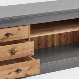 TV Board Viaduca in Grau und Kiefer teilmassiv mit drei Schubladen – Ansicht 6