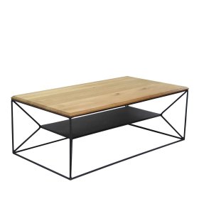 Designcouchtisch Radio aus Wildeiche Massivholz und Metall – Ansicht 2