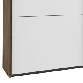 Großer Schlafzimmerschrank Gizmeal in Weiß und Plankeneiche Holzoptik – Ansicht 3