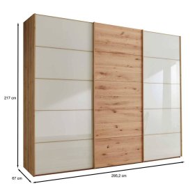 Gleittürenschrank Viramiru in Eiche Bianco und Beige – Ansicht 9