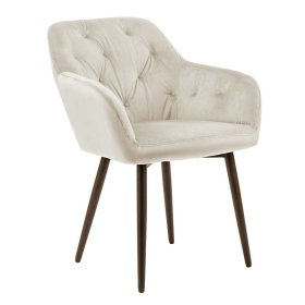 Samt Esszimmersessel Aurach in Cremefarben und Schwarz 49 cm Sitzhöhe – Ansicht 2