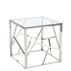 Beistelltisch Sofa Pashaly in Silberfarben aus Edelstahl und Glas – Ansicht 2