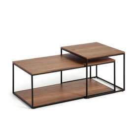 Wohnzimmer Tisch Set Katrynella in Nussbaumfarben und Schwarz (zweiteilig) – Ansicht 1