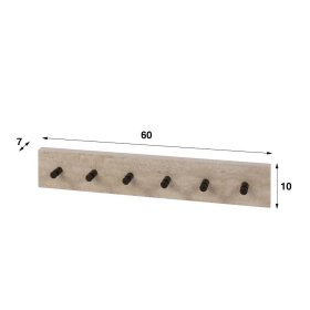 Wandgarderobenleiste Anna mit 6 Kleiderhaken 60 cm breit – Ansicht 4