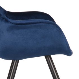 Samt Esszimmer Polsterstuhl Set Lagacina in Blau mit Armlehnen (2er Set) – Ansicht 6