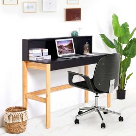 Designschreibtisch Calinesta in Schwarz und Piniefarben – Ansicht 8