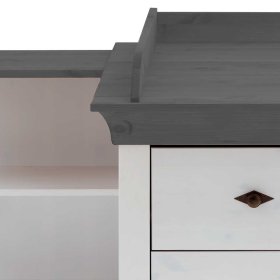 Babykommode Boulogne in Weiß und Grau aus Kiefer teilmassiv – Ansicht 10