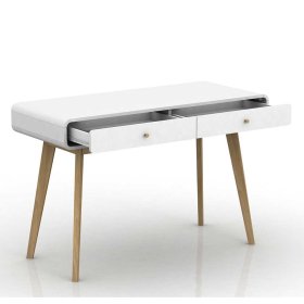 Designschreibtisch Zedias im Skandi Design in Weiß – Ansicht 3