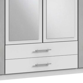 Kleiderschrank mit Spiegeln Garrysa in Beton Optik Lichtgrau und Weiß – Ansicht 4