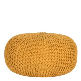 Strickstoff Sitzpouf Valerana in Ocker im Skandi Design – Ansicht 2