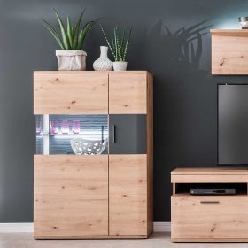 Wohnzimmer Highboard Lucisa in Eiche Optik und Anthrazit modern – Ansicht 7