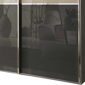 Kleiderschrank Jannios in Cremefarben und Braun mit Schwebetüren – Ansicht 3