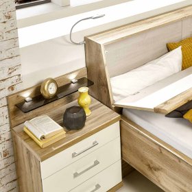 Schlafzimmerset Arivana in Eiche Weiß mit Doppelbett (vierteilig) – Ansicht 9