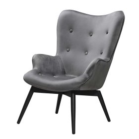 Kaminsessel Pleano in Grau Samt im Skandi Design – Ansicht 1