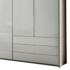 Modernes Schlafzimmer Set Zymian in Hellgrau Weiß mit LED Beleuchtung (vierteilig) – Ansicht 8