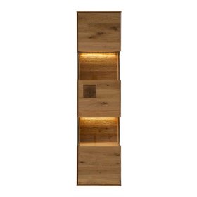 Wand Vitrine Onitos aus Wildeiche Massivholz 169 cm hoch – Ansicht 1
