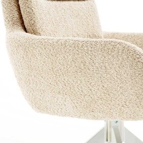 Cremefarbene Esstisch Stühle Velsamos aus Boucle Stoff und Metall (2er Set) – Ansicht 8