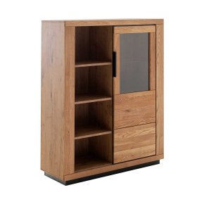 Highboard Jayva in Wildeichefarben teilmassiv – Ansicht 1