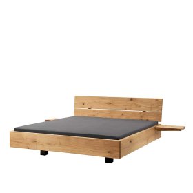Wildeiche Massivholzbettgestell Albert im Industry Stil 140x200 cm (dreiteilig) – Ansicht 1