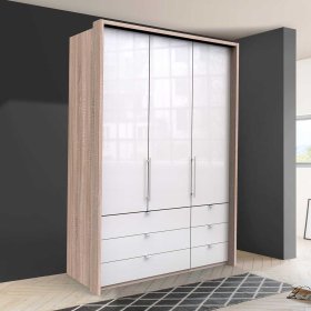 Kleiderschrank Jugendzimmer Andryas in Weiß und Eiche Sägerau 2 türig – Ansicht 2